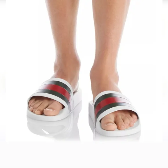 NWT$400 GUCCI Signature Pursuit 72 Stripe Slip-on Slide Sandals Sz 10G (10.5) - Picture 9 of 16